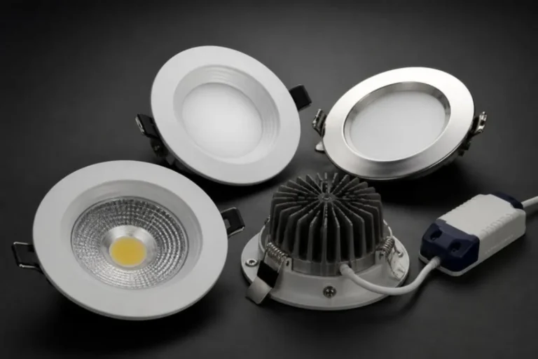 LED downlights showing the aluminium heat sink and separate driver